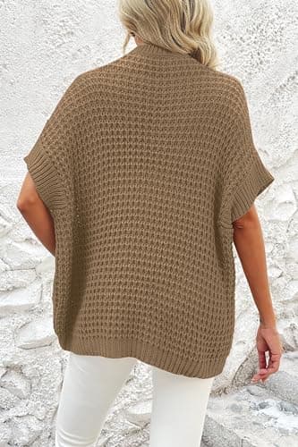 Jumppmile Women's Oversized Batwing Sleeve Waffle Knit Sweater