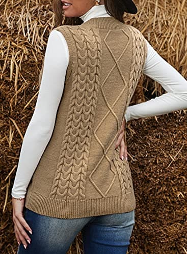 Women's Oversized V-Neck Sleeveless Sweater Vest