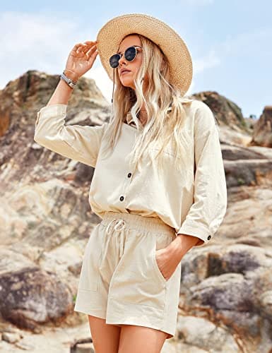 Zeagoo Women's Lounge Outfit Set: High-Low Shirt & Drawstring Shorts