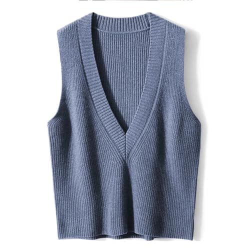 Blostirno Women's V-Neck Knit Sweater Vest Tops