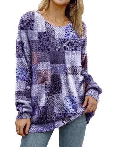 YESNO Women's Oversized Christmas Sweater with Graphic Print Casual Loose Knit Top S01