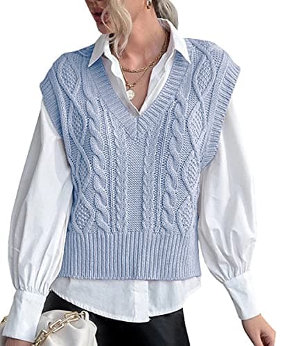 Lueluoye Women's V-Neck Sleeveless Knit Sweater Vest