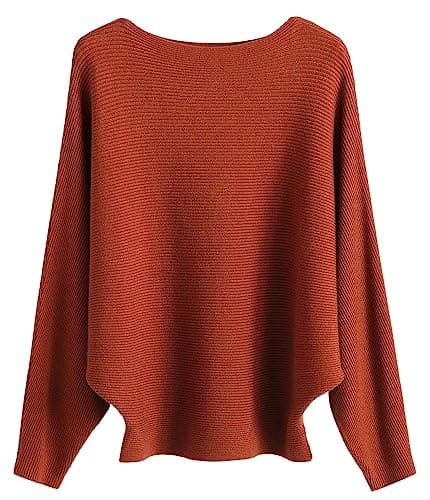 FULIER Women Oversized Batwing Sleeve Knitted Sweater Top