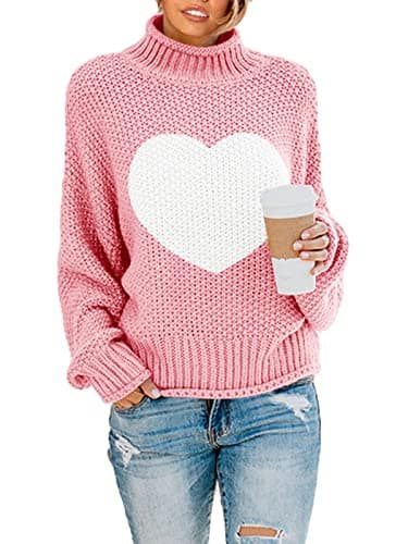 Saodimallsu Womens Oversized Batwing Turtleneck Knit Sweater