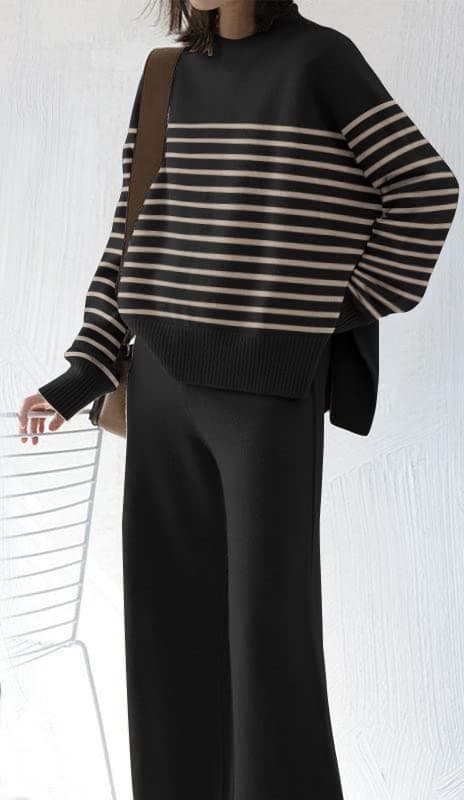 ETCYY New Women's Elegant Lounge Sweatsuit Set with Sweater Top and Wide Leg Pants