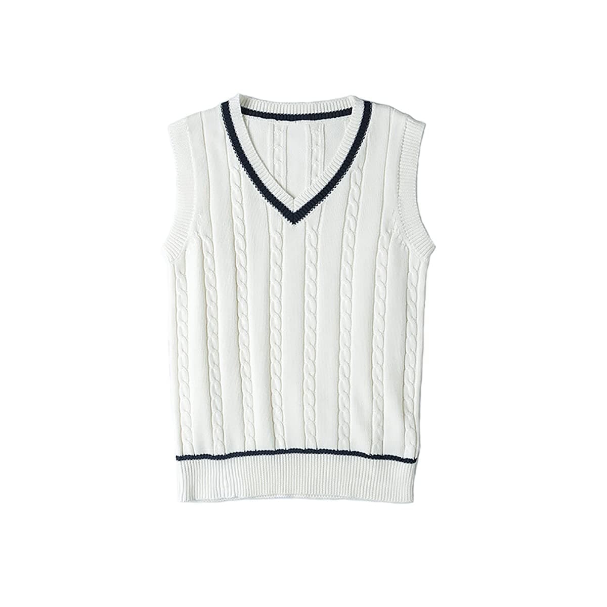 Jinghuiyue Women's Classic V-Neck Stripe Knit Sleeveless Top