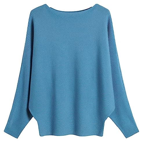 FULIER Women Oversized Batwing Sleeve Knitted Sweater Top