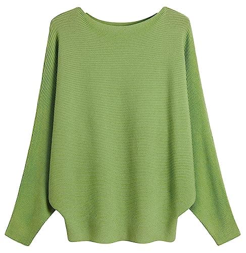 FULIER Women Oversized Batwing Sleeve Knitted Sweater Top