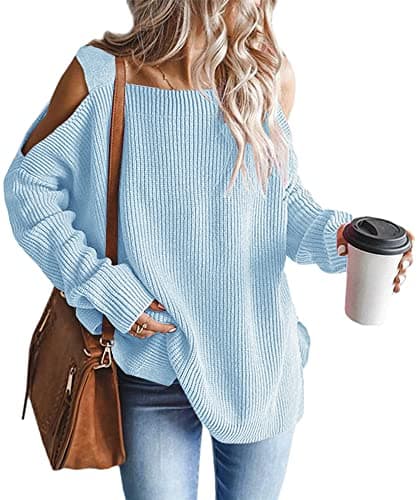 MaQiYa Women's Oversized Batwing Knit Sweater Tops
