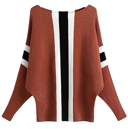 FULIER Women Oversized Batwing Sleeve Knitted Sweater Top
