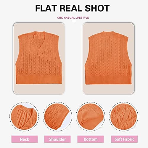 Lailezou Women's Solid Color Argyle Knit V-Neck Sleeveless Crop Vest