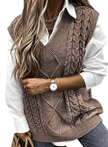 Oversized Women's V-Neck Sleeveless Sweater Vest
