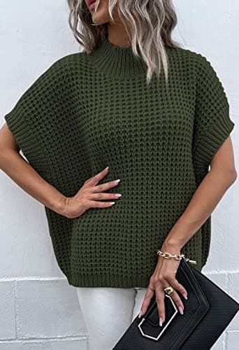 Viottiset Women's Oversized Short Batwing Sleeveless Knit Sweater Vest
