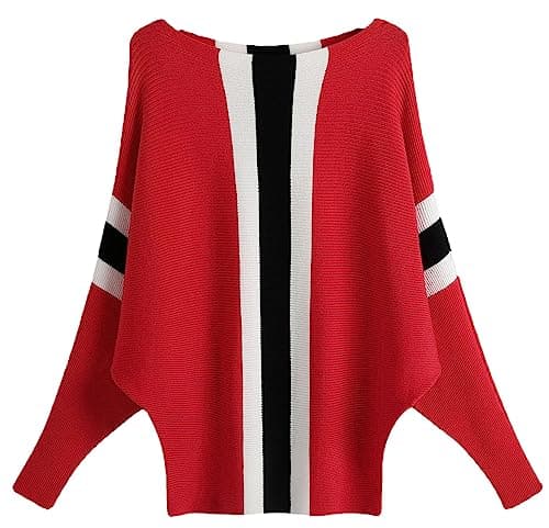 FULIER Women Oversized Batwing Sleeve Knitted Sweater Top