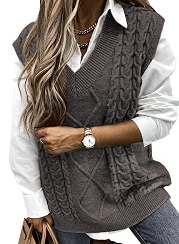Oversized Women's V-Neck Sleeveless Sweater Vest