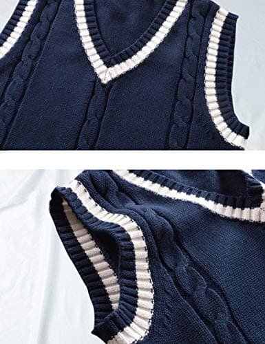 Locachy Women's Slim Fit V-Neck Sleeveless Cable Knit Sweater Vest