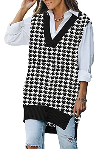 Viottiset Women's Oversized V-Neck Knit Sweater Vest