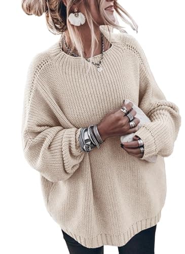 Oversized Women's Casual Knitted Sweater with Mock Neck