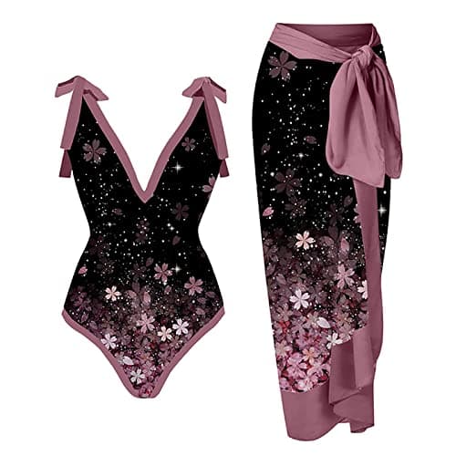 ZDRZK Boho Floral Print Women's Sexy Push-Up Bikini Set with Cover Up