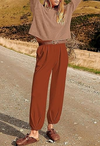 Pink Queen Women's 2024 Fall Knit Sweater Set with High Waisted Pants
