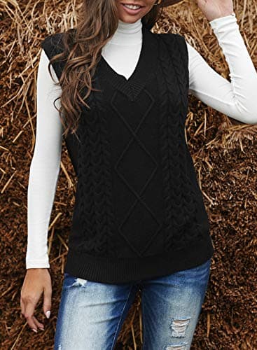 Oversized Women's V-Neck Sleeveless Sweater Vest
