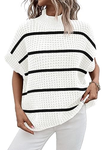 Viottiset Women's Oversized Batwing Sleeve Mock Neck Sweater Vest