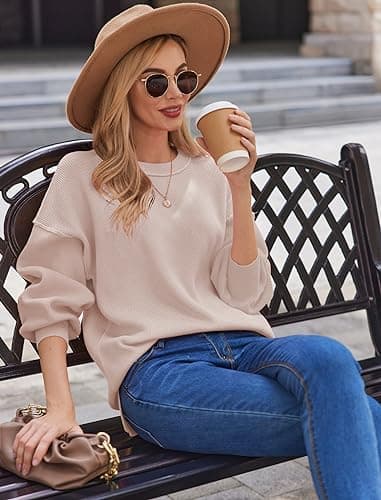 Soucrat Women's 2023 Fall Batwing Oversized Knit Sweater Trendy Side Slit