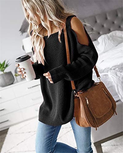 MaQiYa Women's Oversized Batwing Knit Sweater Tops