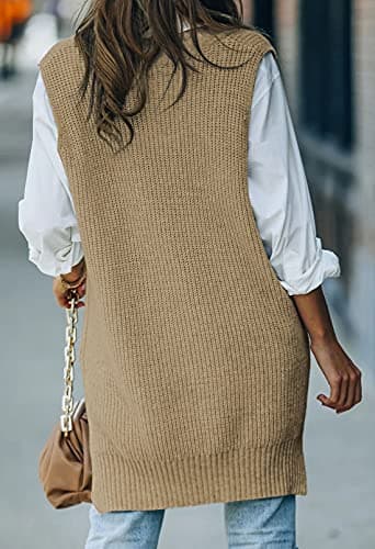 Viottiset Women's Oversized V-Neck Knit Sweater Vest