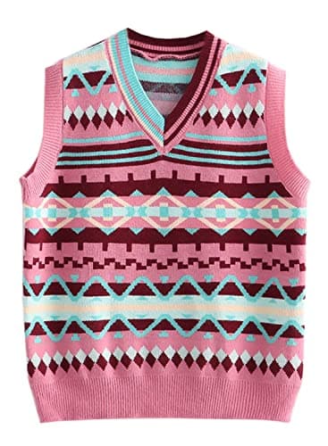 Futurino Women's Solid Color Low V Neck Knitted Sweater Vest Tops