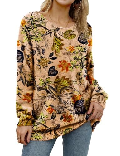 YESNO Women's Oversized Christmas Sweater with Graphic Print Casual Loose Knit Top S01