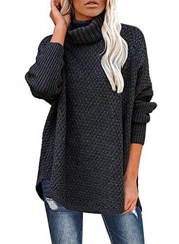 DOROSE Women's Oversized Turtleneck Long Sleeve Knit Tunic Sweater