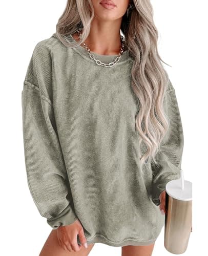 SELINK Women's Oversized Corduroy Sweatshirt Casual Long Sleeve Pullover Tops