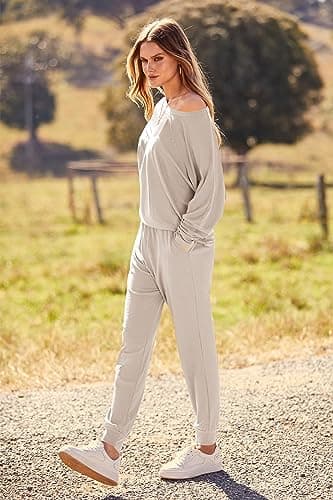 PRETTYGARDEN Women's Spring Fall Fashion 2Piece Sweatpants Long Sleeve Pullover Lounge Set