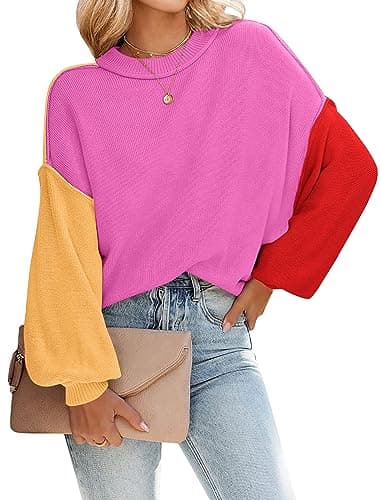 Soucrat Women's 2023 Fall Batwing Oversized Knit Sweater Trendy Side Slit