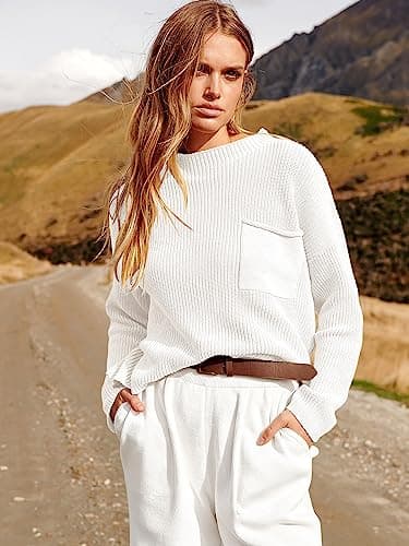 ANRABESS Women's Long Sleeve Fall Sweater Set with Oversized Pants