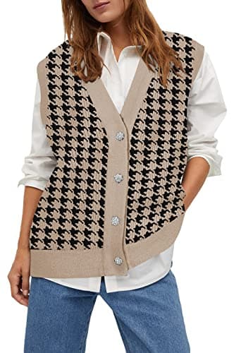 Viottiset Women's Houndstooth Oversized Sweater Vest