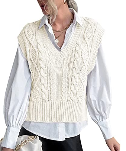 Lueluoye Women's V-Neck Sleeveless Knit Sweater Vest
