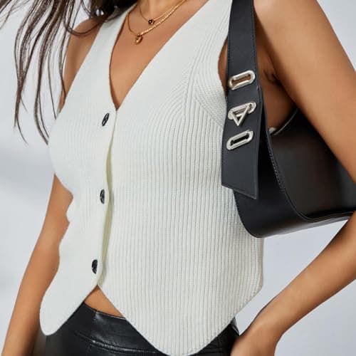 Usweetie Women's Sleeveless V-Neck Knit Sweater Vest