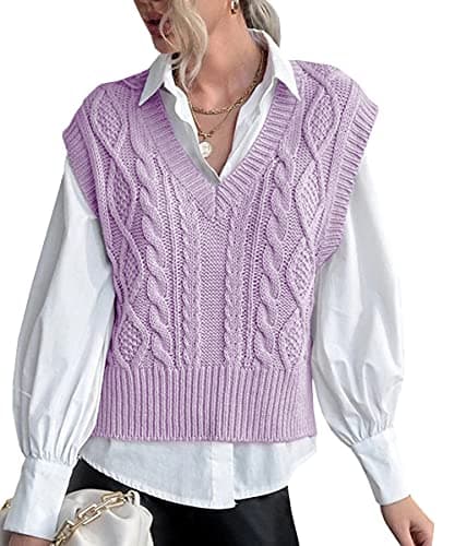 Lueluoye Women's V-Neck Sleeveless Knit Sweater Vest