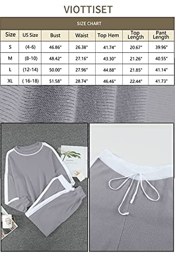 Viottiset Women's 2-Piece Color Block Knit Pullover Sweater Pajama Set