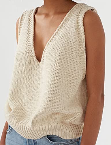 Locachy Women's V-Neck Sleeveless Knit Pullover Casual Vest