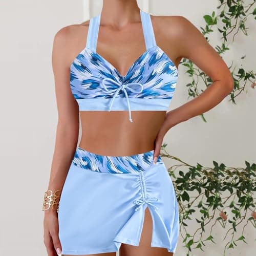 Cethrio Vintage Printed Plus Size Tankini and Boyshorts