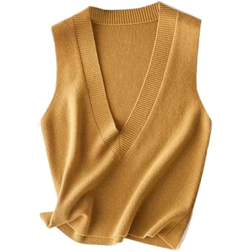 ZUEVI Women's V-Neck Crop Knit Sweater Vest Casual Trendy