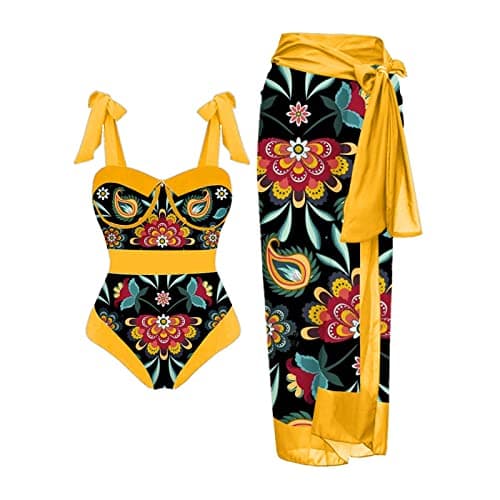 Plus Size Pretty Print Tankini Swimsuit for Women