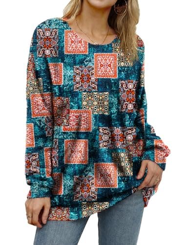 YESNO Women's Oversized Christmas Sweater with Graphic Print Casual Loose Knit Top S01