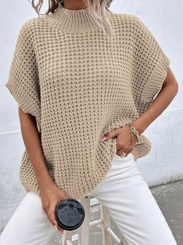 Pink Queen Women's Oversized Batwing Knit Pullover Sweater Top