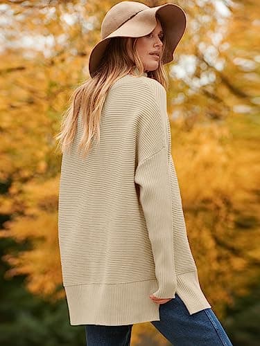 ANRABESS Women's Oversized Turtleneck Batwing Sleeve Knit Tunic Sweater 2024 Trend
