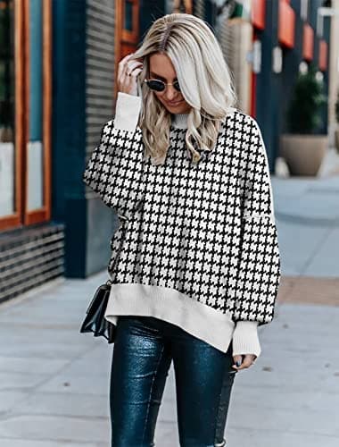 SAUKOLE Women's Oversized Batwing Sleeve Crewneck Knit Sweater