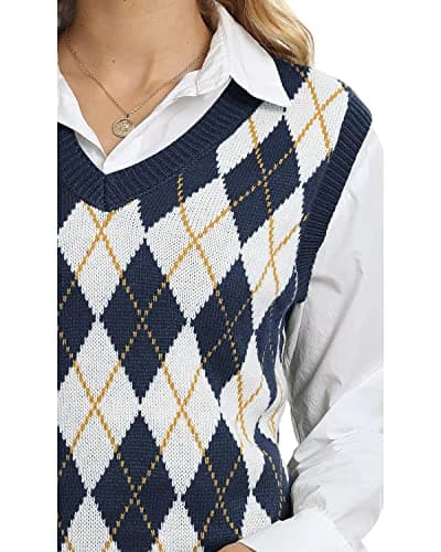 Lailezou Women's V Neck Knit Sweater Vest